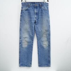 Vintage Wrangler Jeans 33x30.5 USA Distressed Faded Denim Scovill Zip 70s